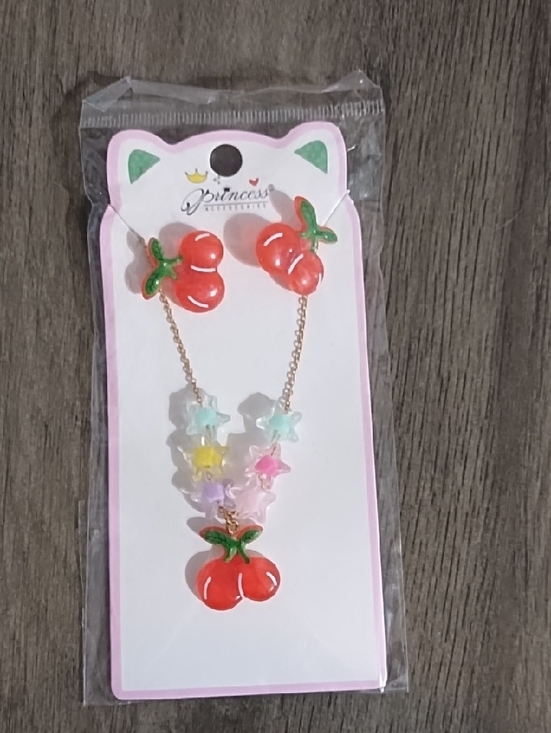 Other - Kids Cherry Necklace and Earring Set - Red